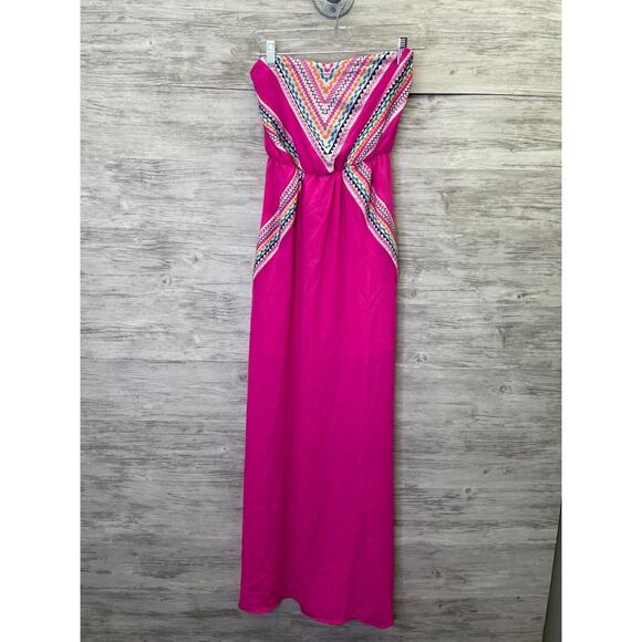 My Michelle Dress Womens XS Pink Strapless Long Maxi Embroidered - Picture 1 of 11